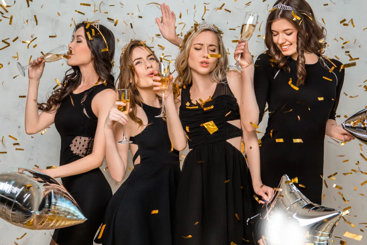 Young,Women,Together,Celebrating,Hen,Party,Isolated,On,White