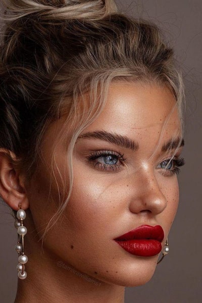 Full-coverage skin and bold eye makeup